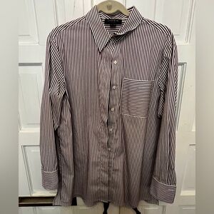Lafayette 148 burgundy and white button down